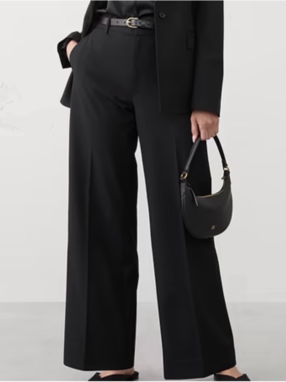 Banana Republic Black Wide-Leg Tailored Pants